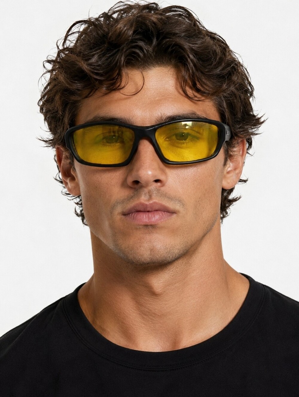 Black Rim Sport Wrap Motorcycle Riding Glasses